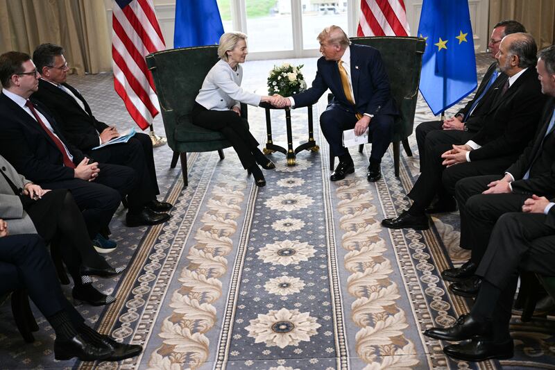 Von der Leyen's deal with Trump reflects the primacy of Europe’s current interest in maintaining and securing its partnership with the US. Photograph: Brendan Smialowski/ AFP via Getty Images        