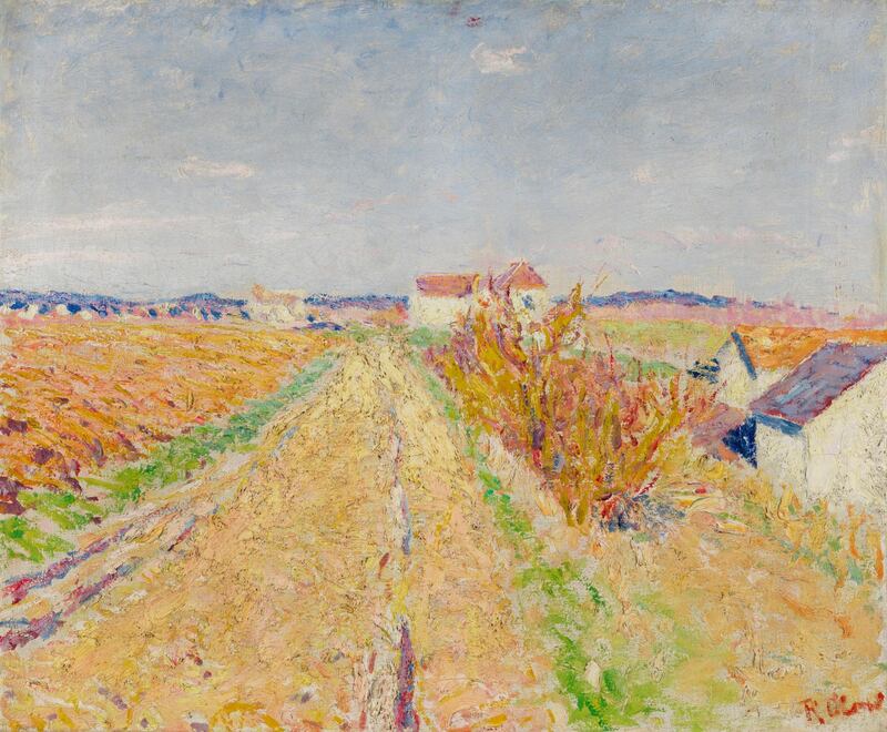 Roderic O’Conor: Landscape with Farm Buildings, from about 1889. Photograph: Roy Hewson/Merrion Hotel