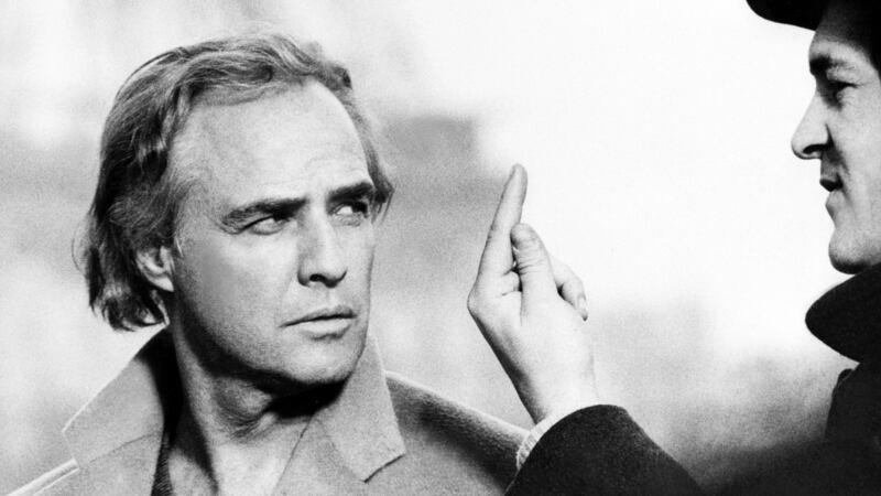 In this file photo taken on March 5th, 1972 US actor Marlon Brando is directed in Paris during the filming of ‘Last tango in Paris’ by Italian writer-director Bernardo Bertolucci (right). Photograph: AFP/Getty Images