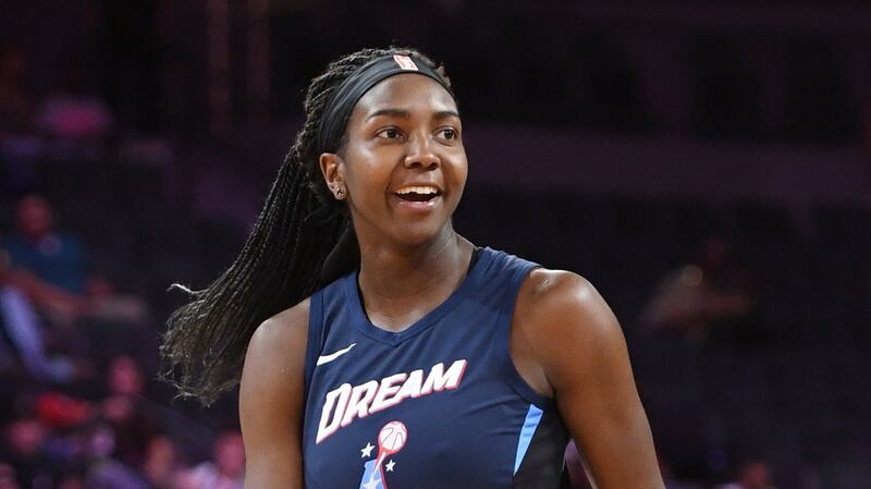Elizabeth Williams of the Atlanta Dream has been outspoken in her support for Reverend Raphael Warnock in the Georgia Senate run-off election. Photograph: than Miller/Getty Images