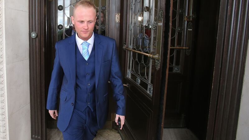 Jamie Bryson leaving Parliament Buildings in Belfast in September 2015 after  he gave evidence to Stormont’s Finance Committee on the controversial sale of Nama’s NI assets to a US investor.  Photograph: Niall Carson/PA Wire