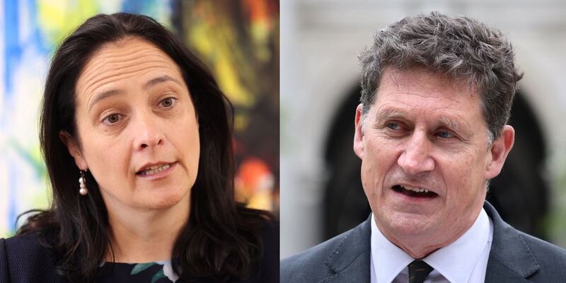 Catherine Martin and Eamon Ryan who are stepping down as deputy leader and leader of the Green Party respectively. Photographs: Dara Mac Dónaill