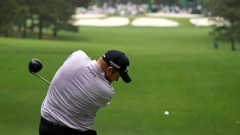 Shane Lowry tees off on the seventh hole. Photo: Charlie Riedel/AP Photo