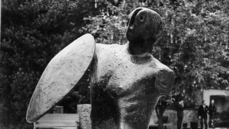 Detail from PJ Tynan’s favourite work of art, Warrior With Shield, by Henry Moore. Photograph: Jimmy Sime/Central Press/Getty Images