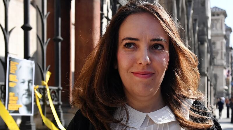 Stella Moris, partner of  Julian Assange, at the Royal Courts of Justice. Photograph: Andy Rain/EPA