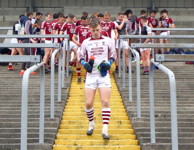
Boyle’s goalkeeper Robert Kearney leads his team out before the county semi-final defeat to St Brigid's at Dr Hyde Park in 2020. Photograph: James Crombie/Inpho 