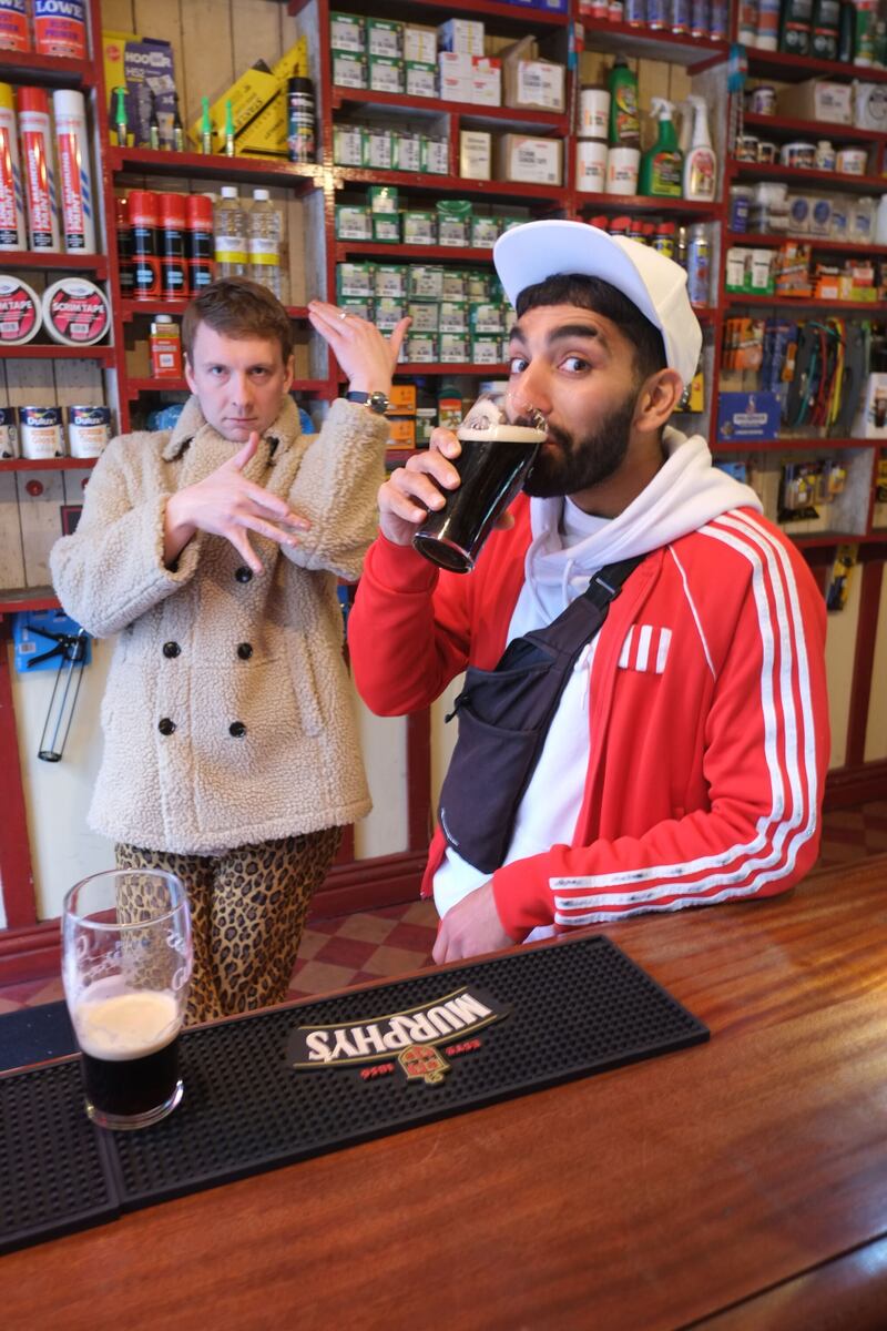 Joe Lycett and Mawaan Rizwan attempt to blend in while exploring their surroundings for Travel Man: 48 Hours in Dublin.