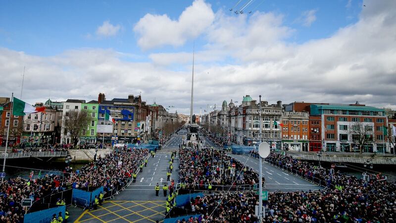 The Easter Sunday Commemoration Ceremony and parade on March 27th, 2016, in Dublin. Photograph: Maxwells/Irish Government – Pool/Getty Images