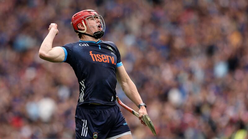 Tipperary's goalkeeper Rhys Shelly celebrates silverware at the end of the All-Ireland against Cork. Photograph: Inpho