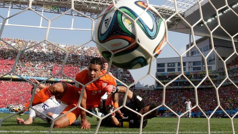 Depay scoring for the Netherlands against Chile at the 2014 World Cup in Brazil. Photograph: Wong Maye-E/AP