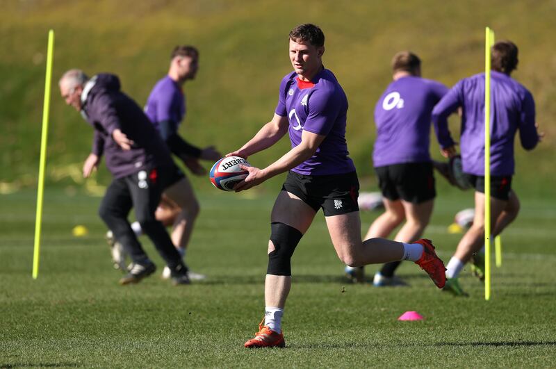 Northampton centre Fraser Dingwall is set to make his first appearance for England in over a year on Sunday in a Saints-heavy backline.
Photograph: David Rogers/Getty Images