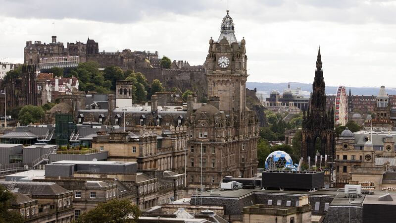 Old Edinburgh, including the castle, is seen from the top of Calton Hill. File photograph: Melanie Stetson Freeman/The Christian Science Monitor via Getty