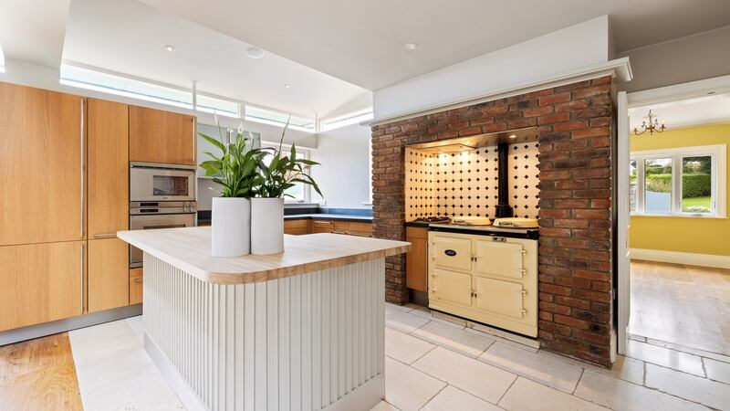 Kitchen with Aga set into chimney breast
