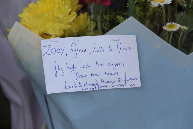 Flowers and messages left near the scene of the crash on Mountain Road, Clonmel, Co Tipperary. Photograph: Garrett White/Collins Photos
