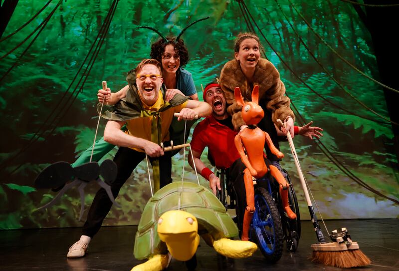 The Race: Rob Heaslip, Helen Hall, Florent Devlesaver and Caoimhe Coburn Gray. Photograph: Alan Betson 

