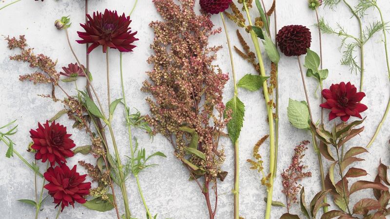 Grow your own: ingredients for a homegrown bouquet  including amaranthus, dahlias, orach and comsos. Photograph: Richard Johnston