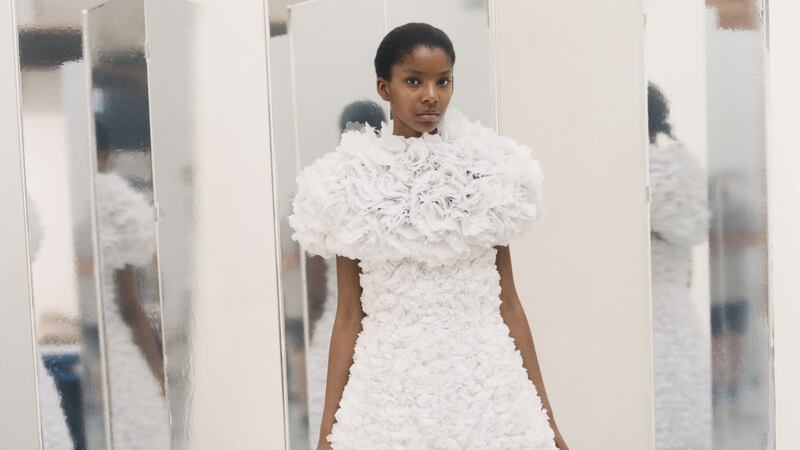 A dress from Róisín Pierce’s award-winning collection Bláthanna Fiáin (Wild Flowers)