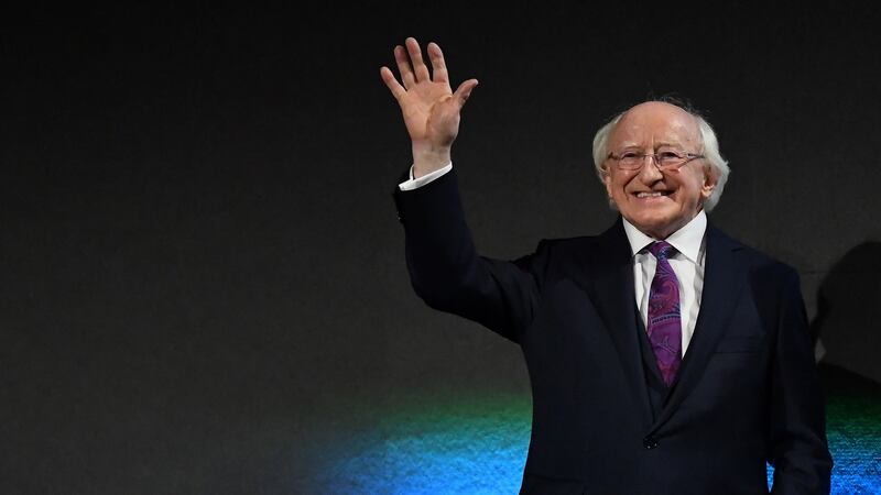 President Michael D. Higgins is declared elected during the announcement of the results. Photograph: Clodagh Kilcoyne/Reuters