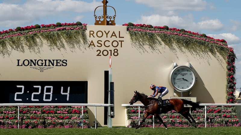 Magic Wand crosses the line to take the Ribblesdale stakes at Royal Ascot. Photograph: Paul Childs/Reuters
