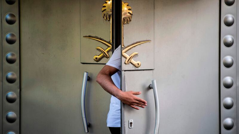 A Saudi official enters the door of the Saudi consulate in Istanbul. Photograph: AFP/Getty Images