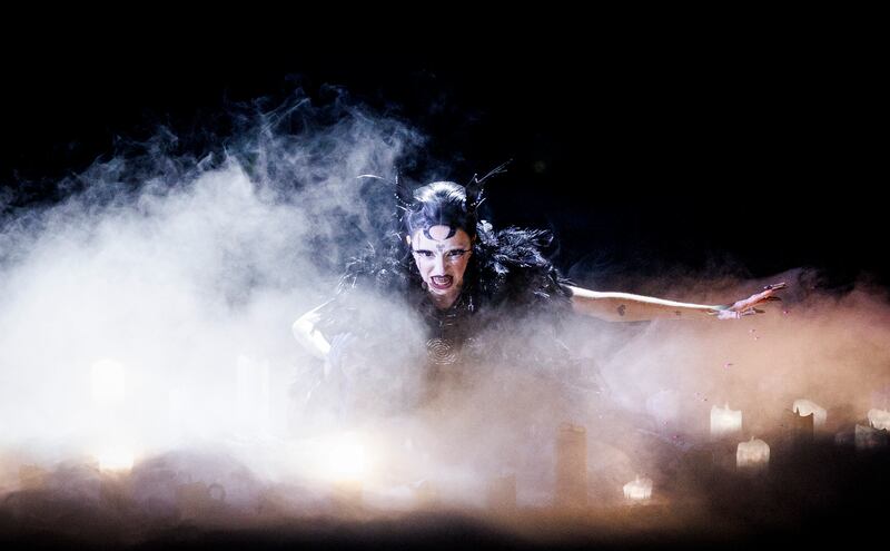 Bambie Thug performs in the Eurovision final in the Malmö Arena. Photograph: Andres Poveda