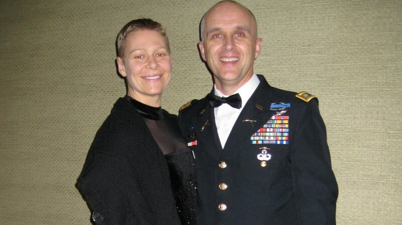 Anthony Flood and his wife Jack Frost at a US Army formal