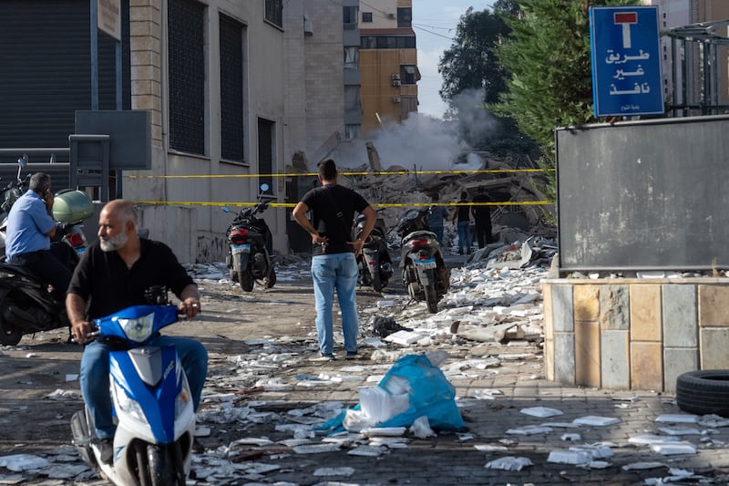 The site of an overnight Israeli airstrike in the Dahieh neighbourhood of Beirut on Wednesday. Photograph: Carl Court/Getty Images