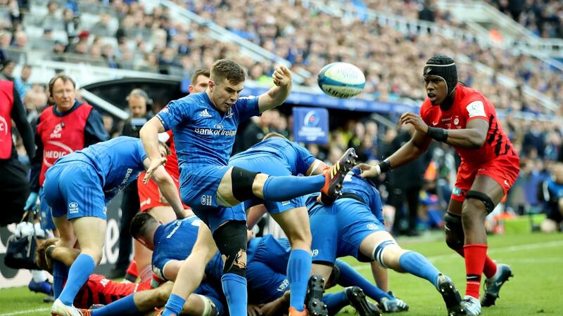 Luke McGrath of Leinster clears the ball upfield during the Champions Cup Final match between Saracens and Leinster at St James’ Park in Newcastle on Saturday. Photograph: David Rogers/Getty Images