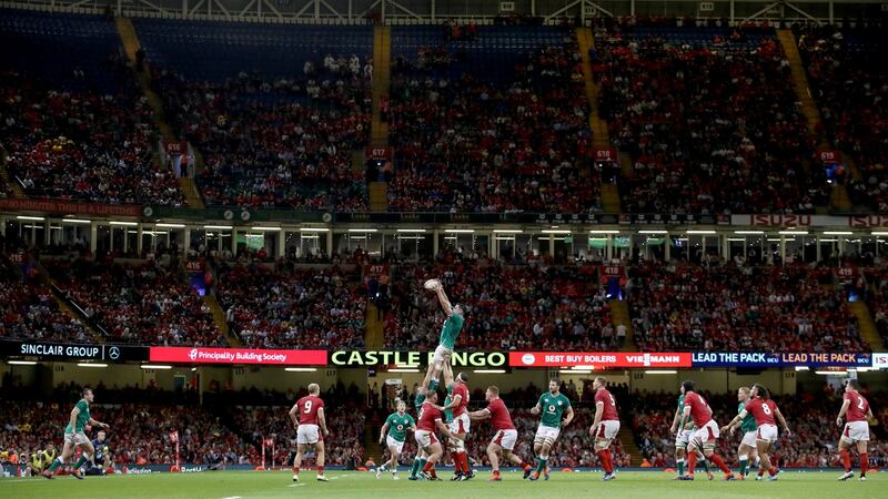 James Ryan claims an Irish lineout during an improved set-piece performance from the visitors in Cardiff. Photograph: Dan Sheridan/Inpho