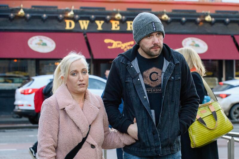 The late Mia O'Connell’s aunt Heidi O’Connell and father Rhys O'Connell pictured at Cork Coroner’s court. Photograph: Cork Courts Limited