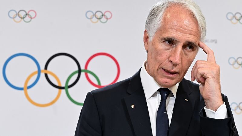 Giovanni Malago, president of the Italian National Olympic Committee, during a press conference after  Milan/Cortina d’Ampezzo  was elected to host the 2026 Olympic Winter Games. Photograph: Getty Images