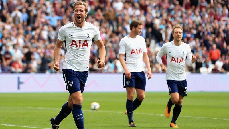 Harry Kane of Tottenham Hotspur celebrates scoring against West Ham United last weekend. Photograph: Stephen Pond/Getty Images