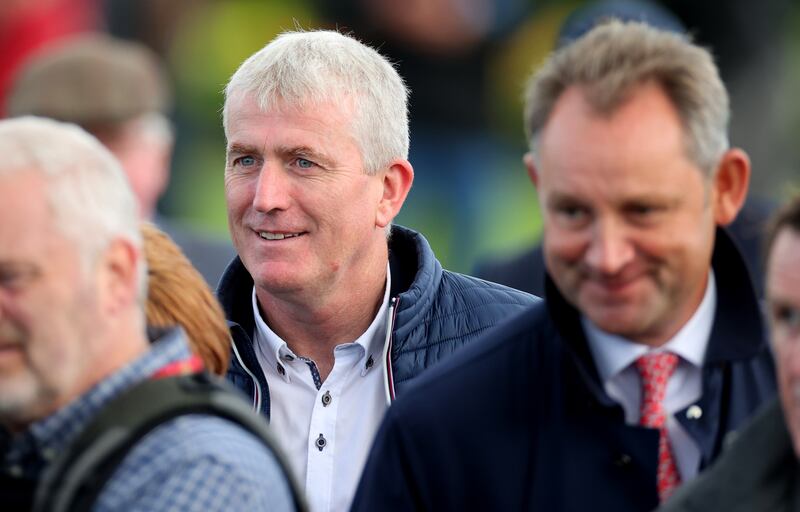Limerick hurling manager John Kiely attends the first day of the Galway Racing Festival at Ballybrit. Photograph: James Crombie/Inpho
