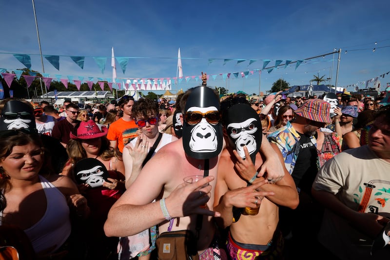 Festivalgoers enjoying a King Kong Company guest set at the Super Average DJ Caravan at Trailer Park. Photograph: Alan Betson/The Irish Times

