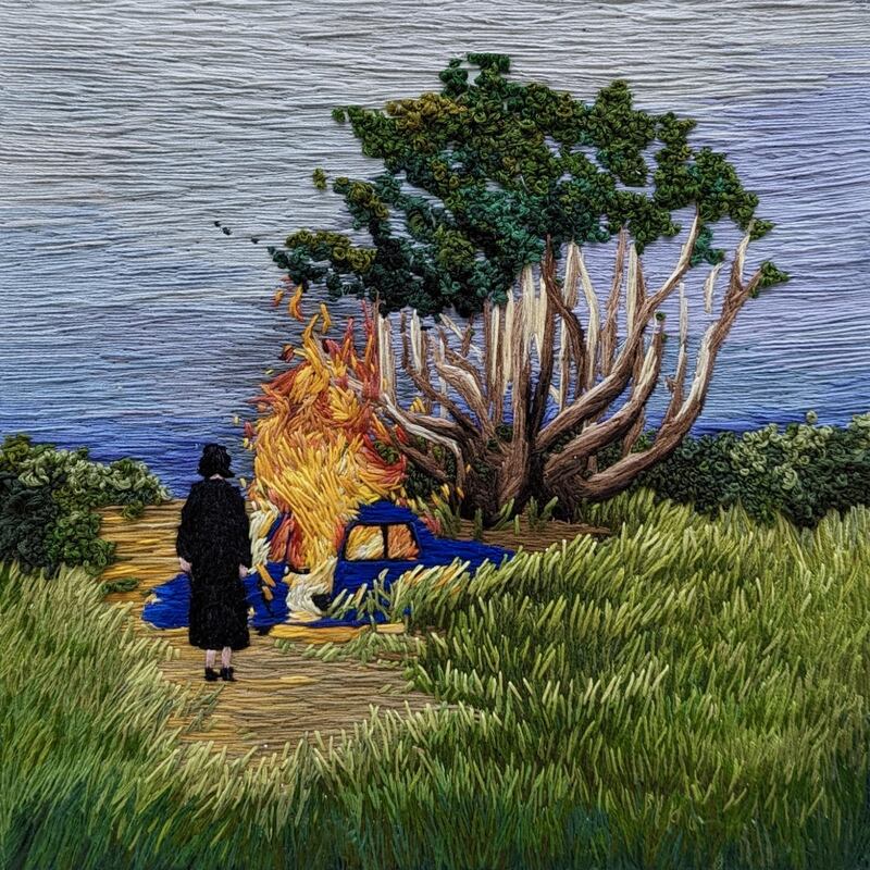 If You Play With Fire, You Are Going To Get Burned. Embroidery on canvas