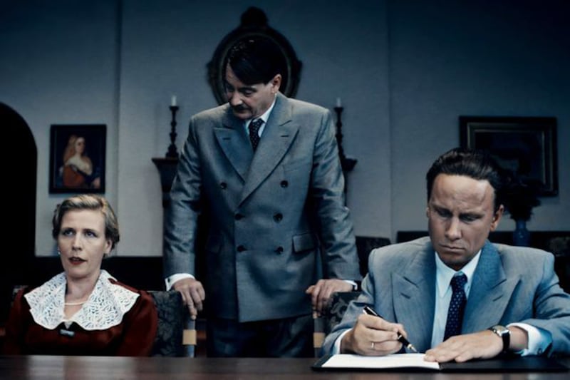 Franzisksa Weisz (as Magda Goebbels), Fritz Karl (Adolf Hitler) and Robert Stadlober (Joseph Goebbels) in a scene from Führer und Verführer (Leader and Seducer)