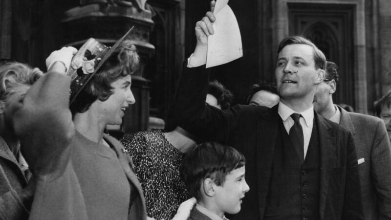 Tony Benn with his wife Caroline after being re-elected as an MP in 1961. Photograph: Getty Images