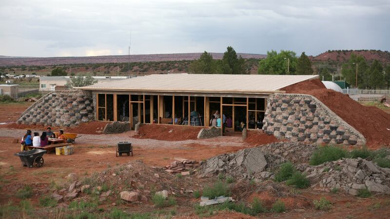 An Earthship build – a veterinary clinic in New Mexico. Photograph: Erin McClure