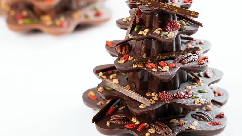 The handmade trees, which would make a stunning centrepiece, come in sustainably sourced dark or milk chocolate, from the French company Cacao Barry.