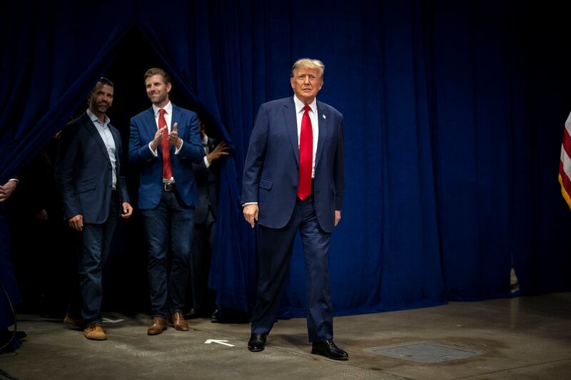 Donald Trump arrives at an event in Des Moines, Iowa, in January. Photograph: Doug Mills/The New York Times