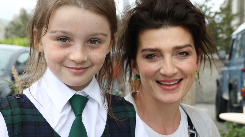 Bronwin Murphy (8)  and mother,  Linda Marshall,  outside St Brigid’s National School in Greystones, Co Wicklow. Photograph: Nick Bradshaw