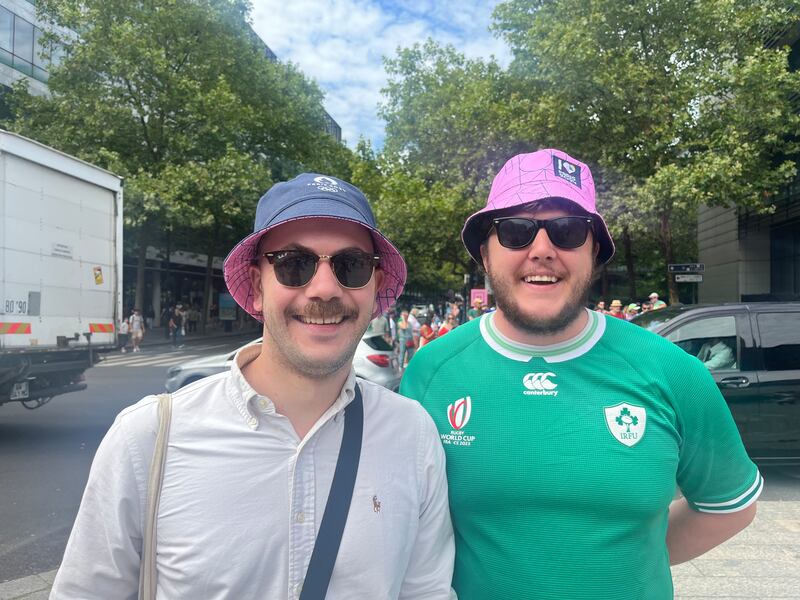Patrick O’Riordan (right) and Alex Deane in Paris. Photograph: Jack Power