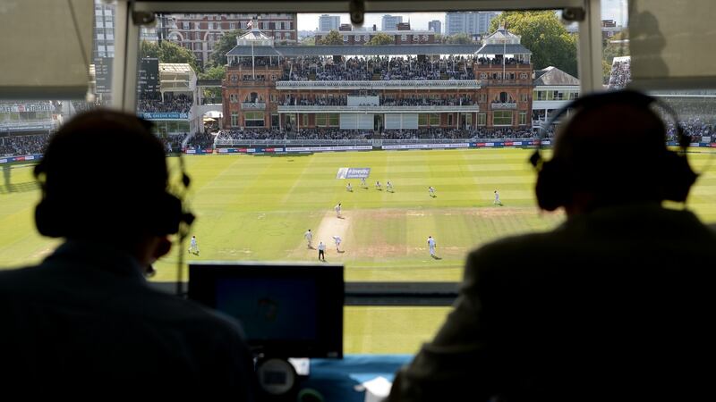 Jonathan Agnew and Geoffrey Boycott (R) on TMS duty at Lord’s in 2017. Photograph:  Gareth Copley/Getty