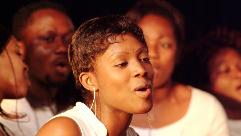 Lylian Fatabong from Cameroon, a member of the Trinity Choir, which was set up with UL’s Sanctuary Project Initiative in Limerick city. Photograph: Maurice Gunning