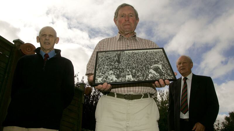 Paddy Prendergast (centre) one of only survivors from the 1951 All-Ireland winning team. Photograph: Lorraine O’Sullivan/Inpho