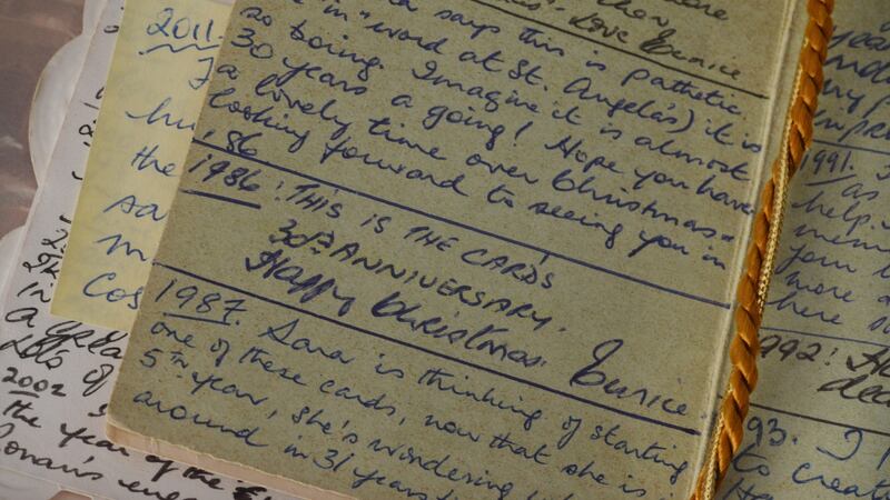 Messages sent in the Christmas card between Eunice Baily and Clare Brazil. Photograph: Bryan O’Brien/The Irish Times