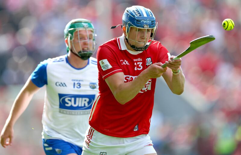Waterford’s Jack Prendergast closes in on Diarmuid Healy of Cork during the teams' Munster SHC round-robin clash. Photograph: James Crombie/Inpho