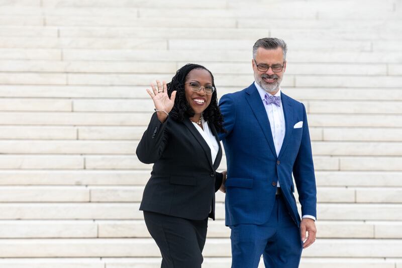Justice Ketanji Brown Jackson and her husband Patrick Jackson:  She is first black woman to sit on the supreme court. Photograph: Amanda Andrade-Rhoades/Bloomberg