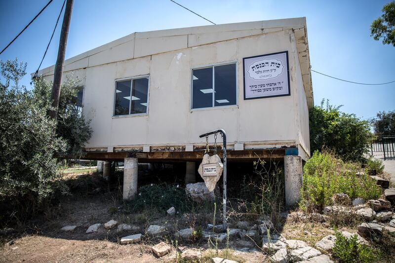 The synagogue in the Chavat Gilad settlement in the West Bank. Photograph: Sally Hayden
