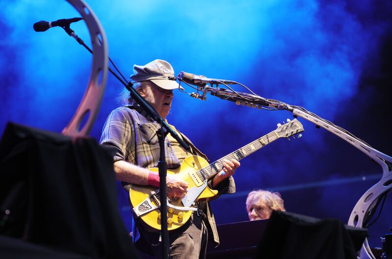 Neil Young on stage at Malahide Castle. Photograph: Alan Betson/The Irish Times

